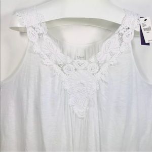 Lane Bryant Tank 18/20 White with Crochet Trim
